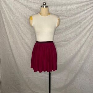Zara Girls Collection Maroon Pleated Skirt Above Knee Stretchy Polyester Striped